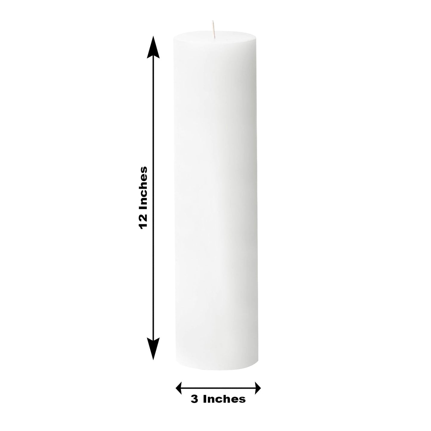 6-Pack Unscented Dripless Pillar Candles â€“ 3"x12" White Paraffin Wax with Smokeless Cotton Wicks, Clean & Long-Lasting 120-Hour Burn