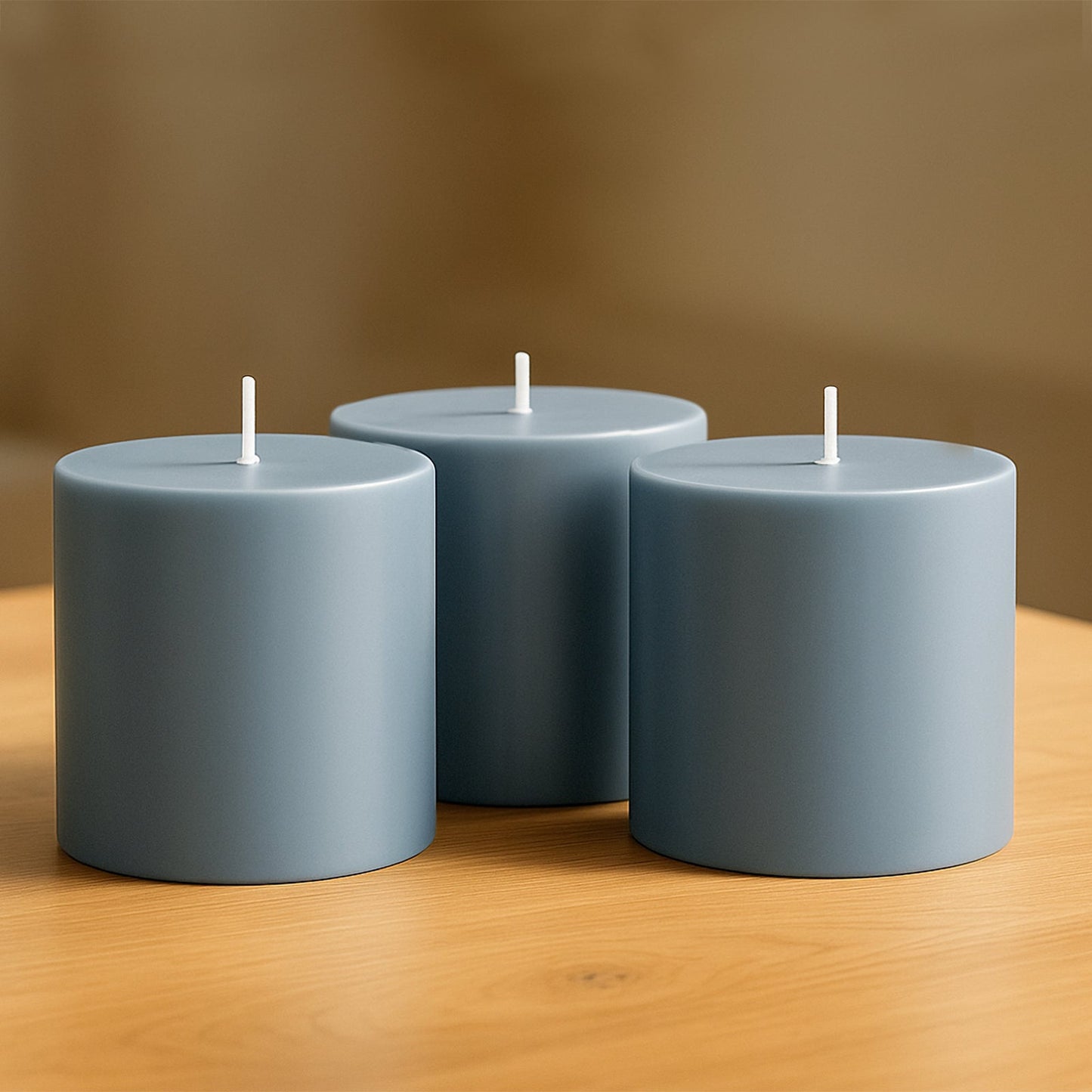 6-Pack Unscented Dripless Pillar Candles â€“ 3"x3" Dusty Blue Paraffin Wax with Smokeless Cotton Wicks, Clean & Long-Lasting 30-Hour Burn