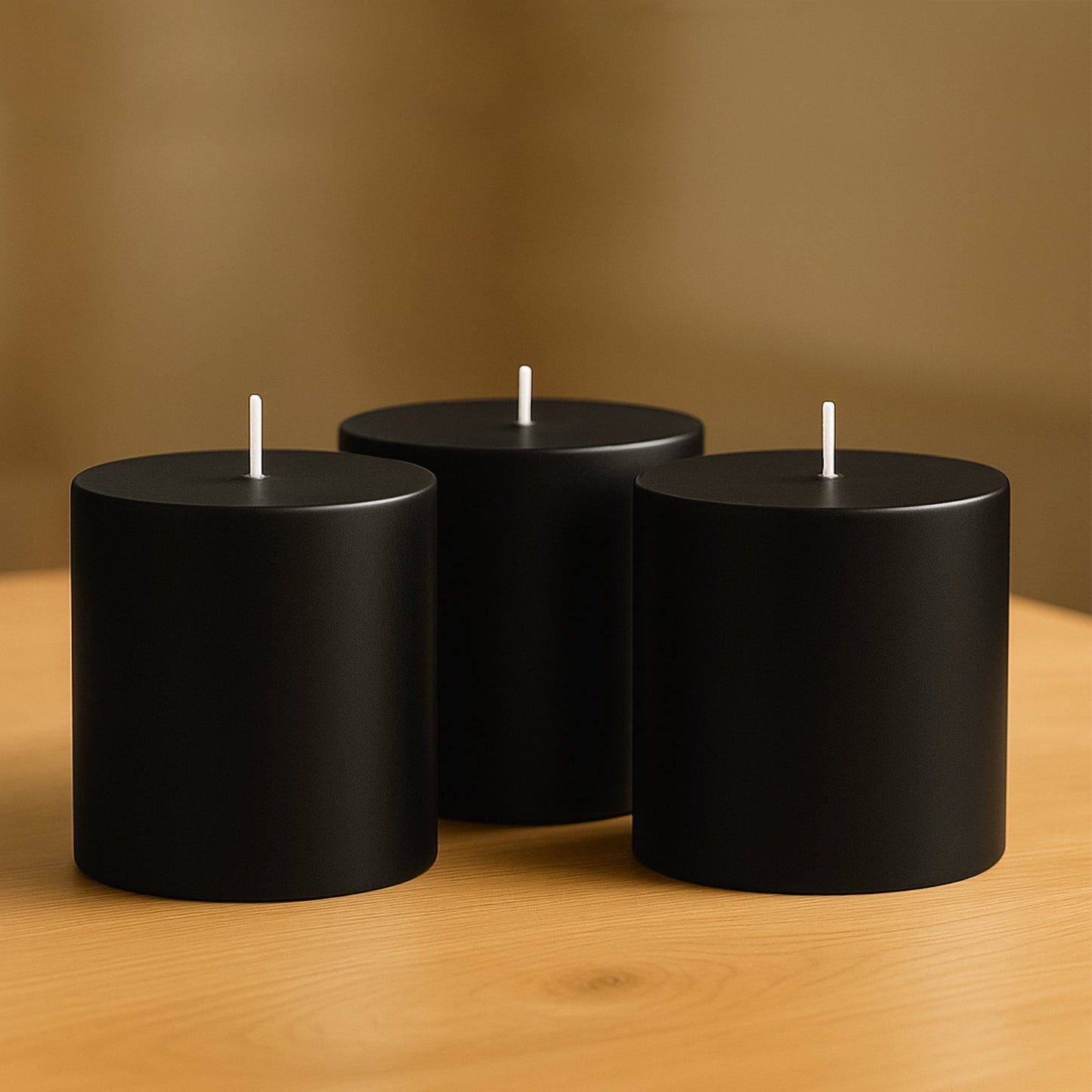 6-Pack Unscented Dripless Pillar Candles â€“ 3"x3" Black Paraffin Wax with Smokeless Cotton Wicks, Clean & Long-Lasting 30-Hour Burn