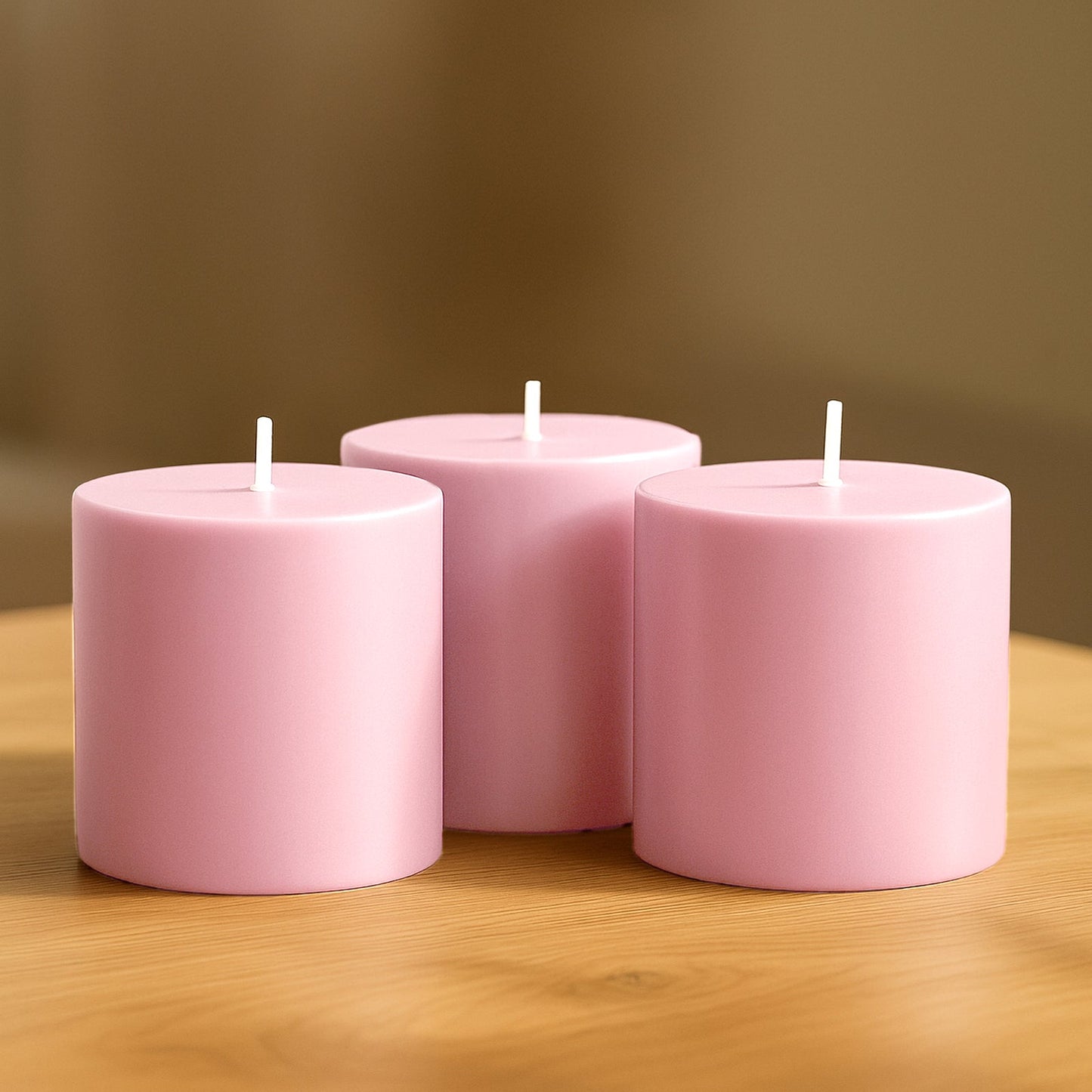 6-Pack Unscented Dripless Pillar Candles â€“ 3"x3" Pink Paraffin Wax with Smokeless Cotton Wicks, Clean & Long-Lasting 30-Hour Burn