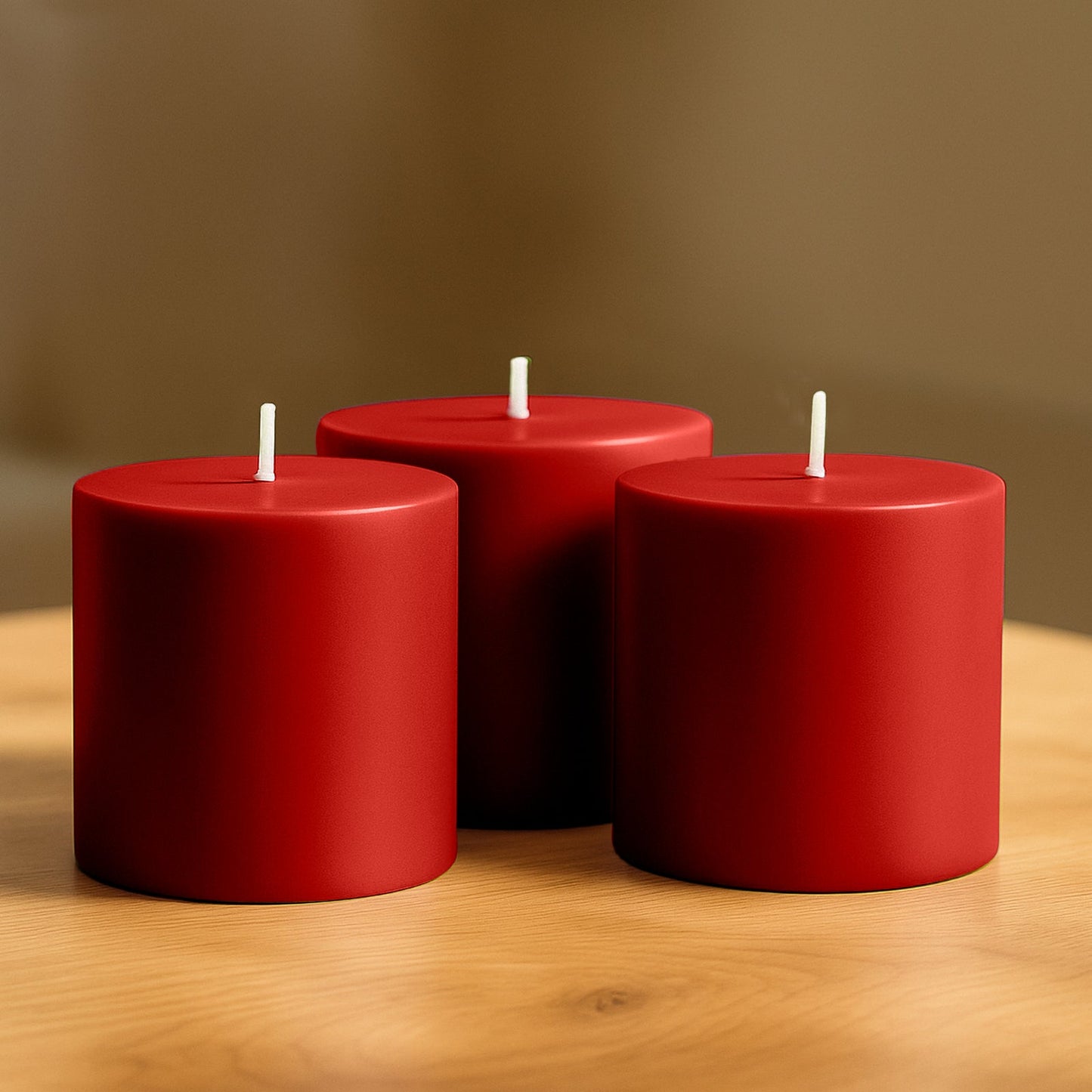 6-Pack Unscented Dripless Pillar Candles â€“ 3"x3" Red Paraffin Wax with Smokeless Cotton Wicks, Clean & Long-Lasting 30-Hour Burn