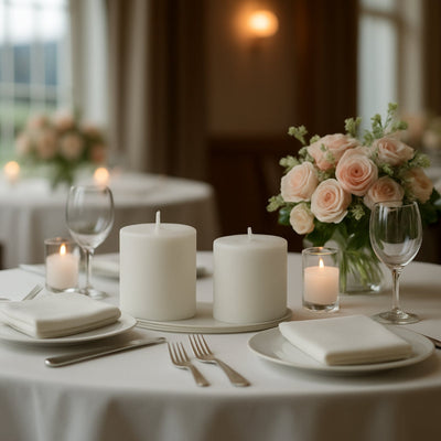 6-Pack Unscented Dripless Pillar Candles â€“ 3"x3" White Paraffin Wax with Smokeless Cotton Wicks, Clean & Long-Lasting 30-Hour Burn