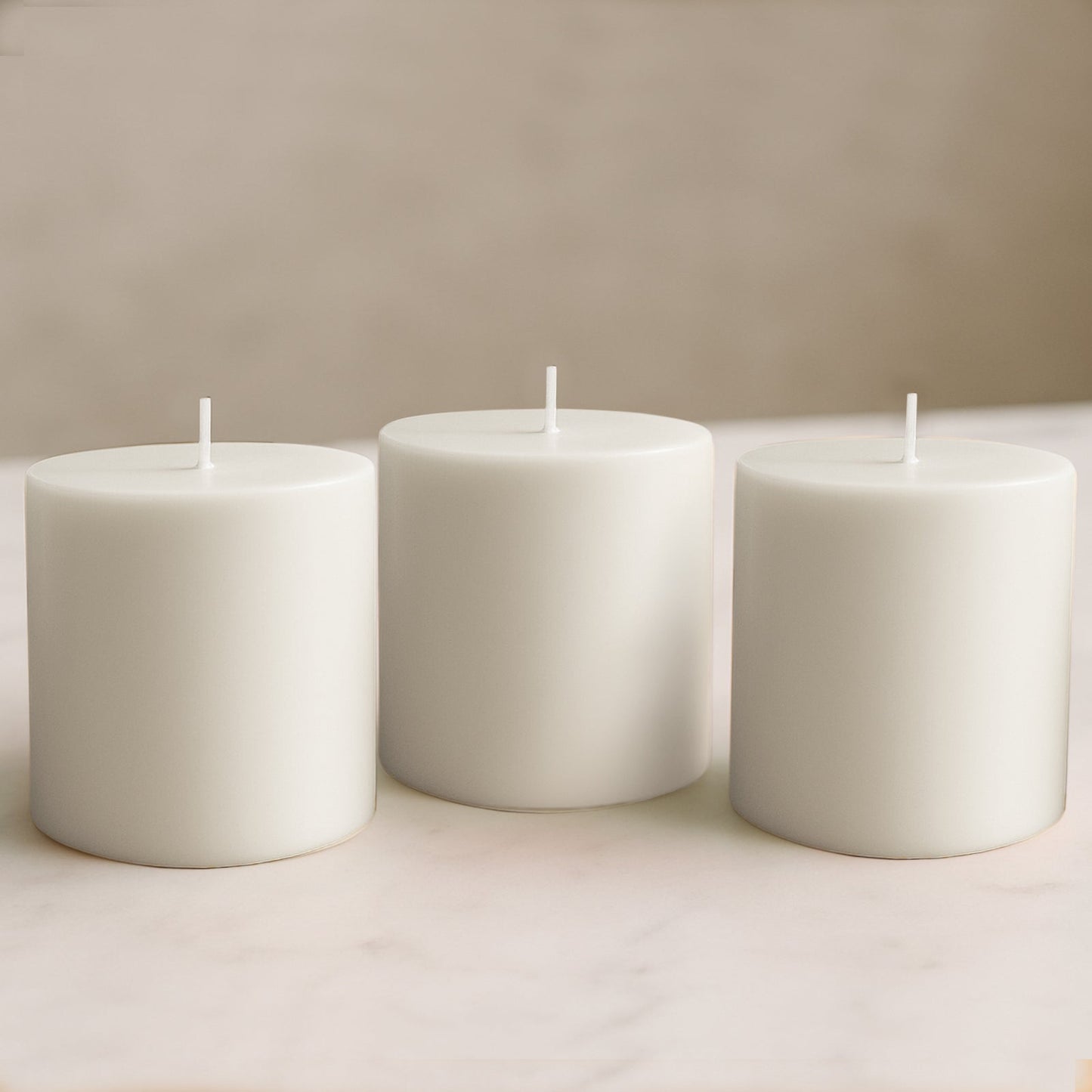 6-Pack Unscented Dripless Pillar Candles â€“ 3"x3" White Paraffin Wax with Smokeless Cotton Wicks, Clean & Long-Lasting 30-Hour Burn