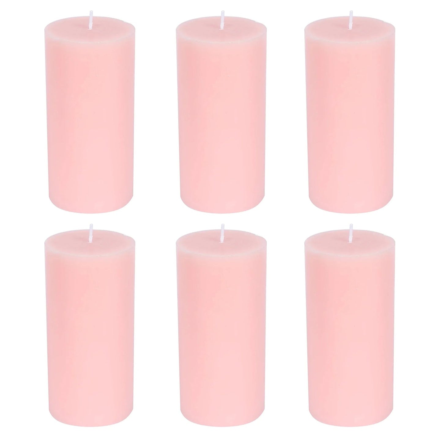 6-Pack Unscented Dripless Pillar Candles â€“ 3"x6" Blush Paraffin Wax with Smokeless Cotton Wicks, Clean & Long-Lasting 60-Hour Burn