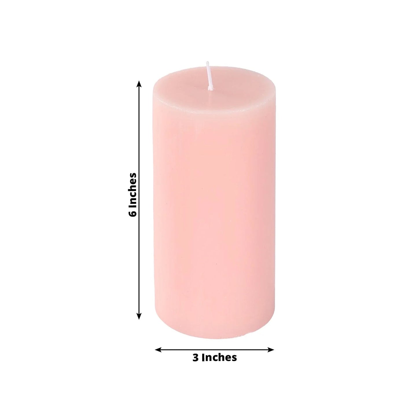 12-Pack 3"x6" Unscented Dripless Pillar Candles â€“ Blush Long-Burning Paraffin Wax with Cotton Wicks