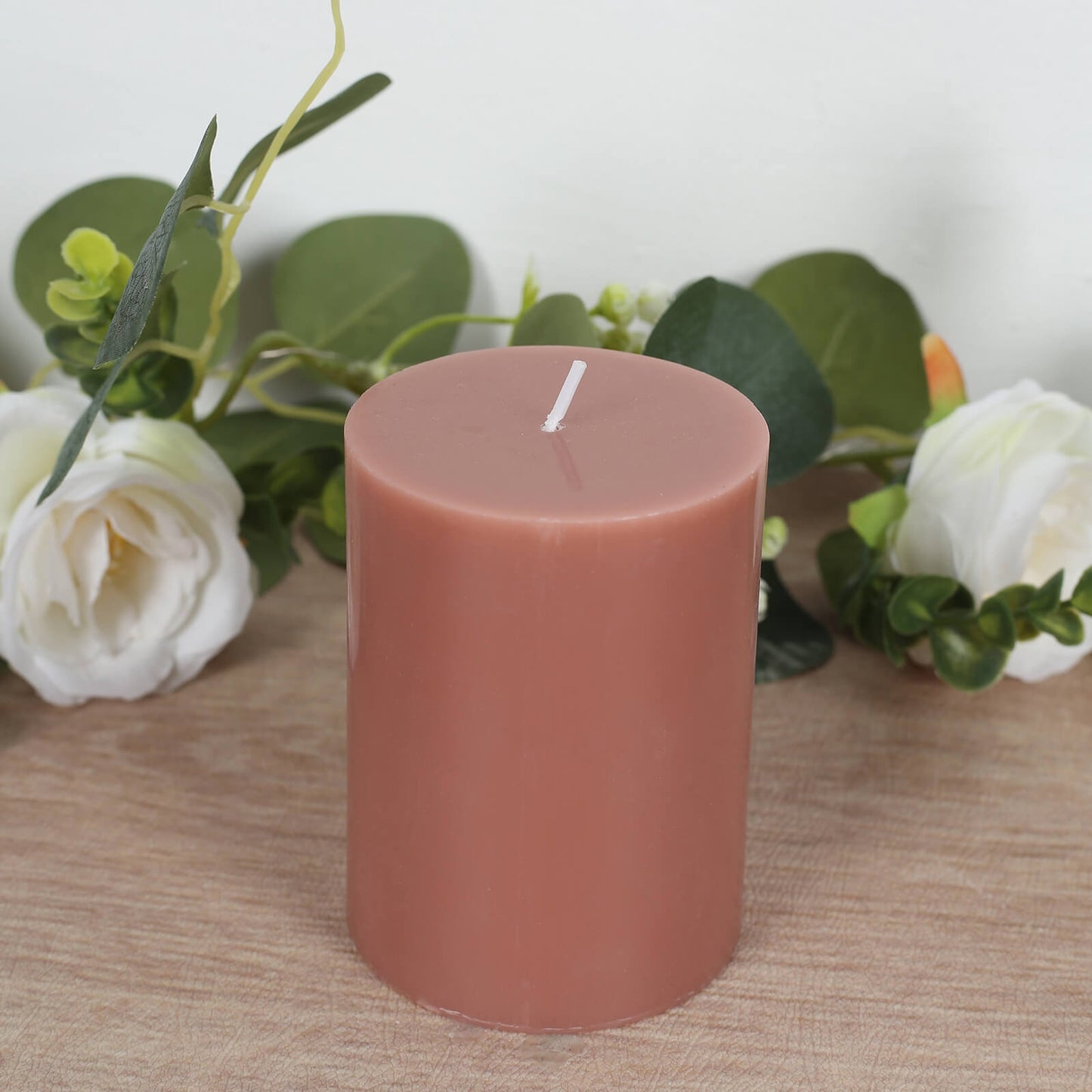 12-Pack 3"x6" Unscented Dripless Pillar Candles â€“ Dusty Rose Long-Burning Paraffin Wax with Cotton Wicks