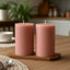 12-Pack 3"x6" Unscented Dripless Pillar Candles â€“ Dusty Rose Long-Burning Paraffin Wax with Cotton Wicks