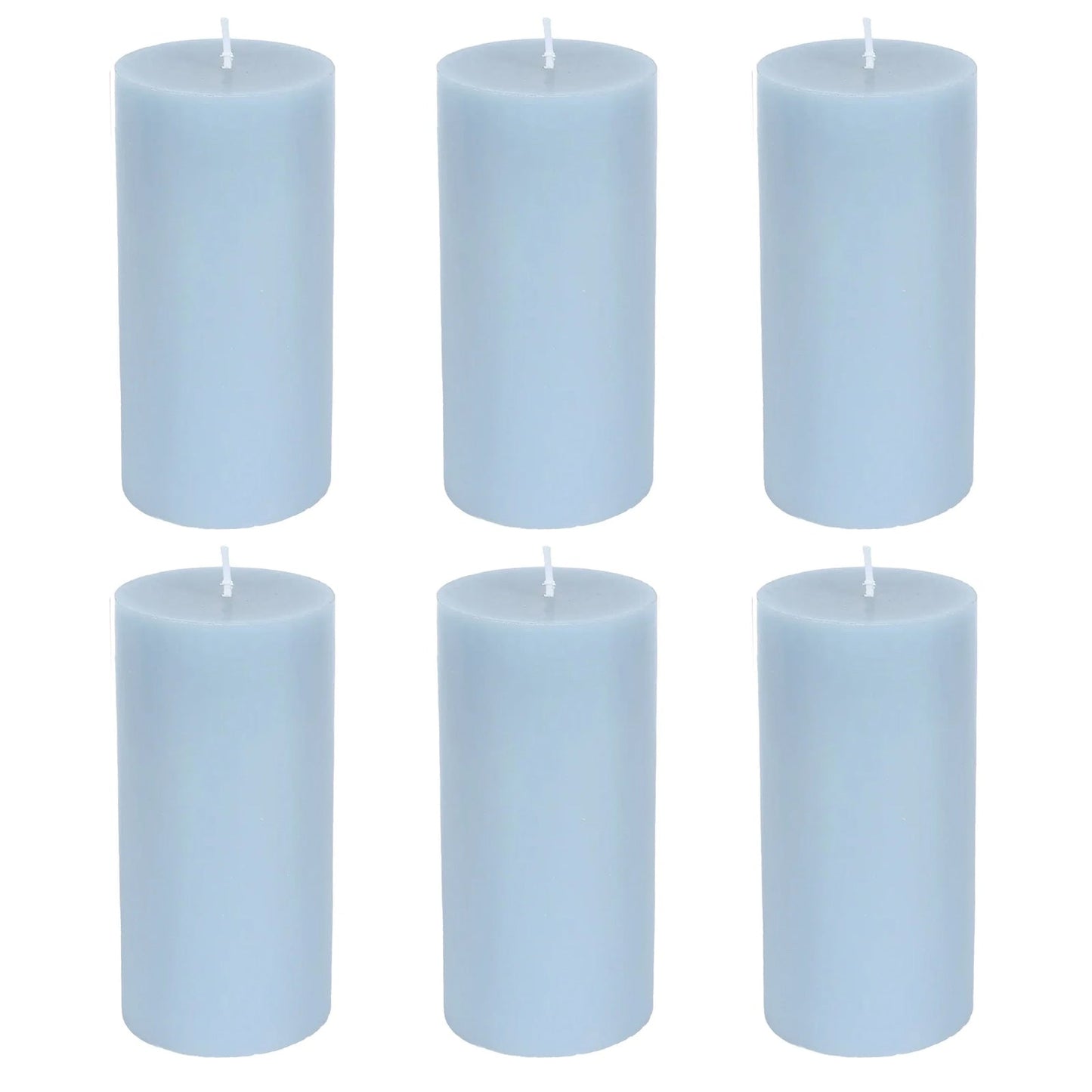 6-Pack Unscented Dripless Pillar Candles â€“ 3"x6" Dusty Blue Paraffin Wax with Smokeless Cotton Wicks, Clean & Long-Lasting 60-Hour Burn