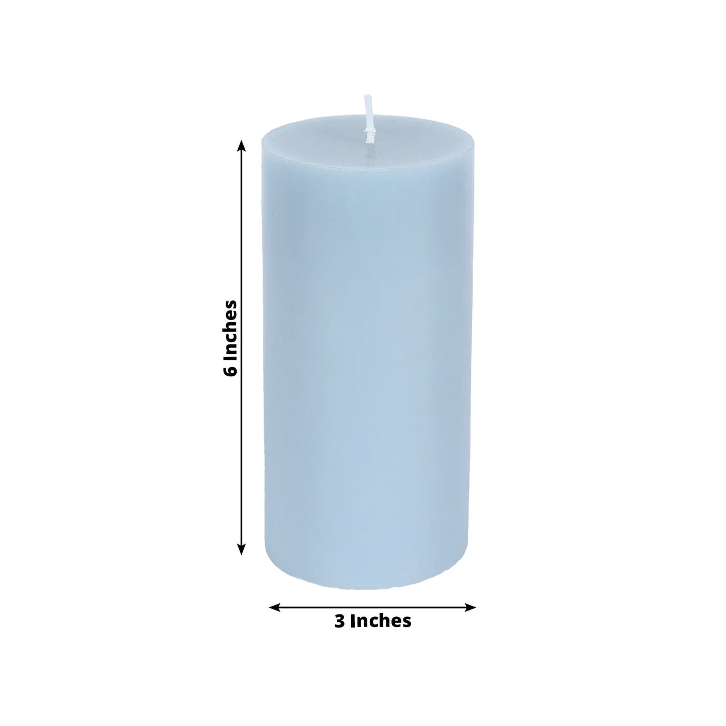 12-Pack 3"x6" Unscented Dripless Pillar Candles â€“ Dusty Blue Long-Burning Paraffin Wax with Cotton Wicks