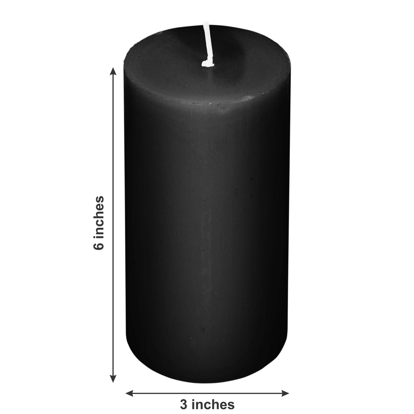 6-Pack Unscented Dripless Pillar Candles â€“ 3"x6" Black Paraffin Wax with Smokeless Cotton Wicks, Clean & Long-Lasting 60-Hour Burn