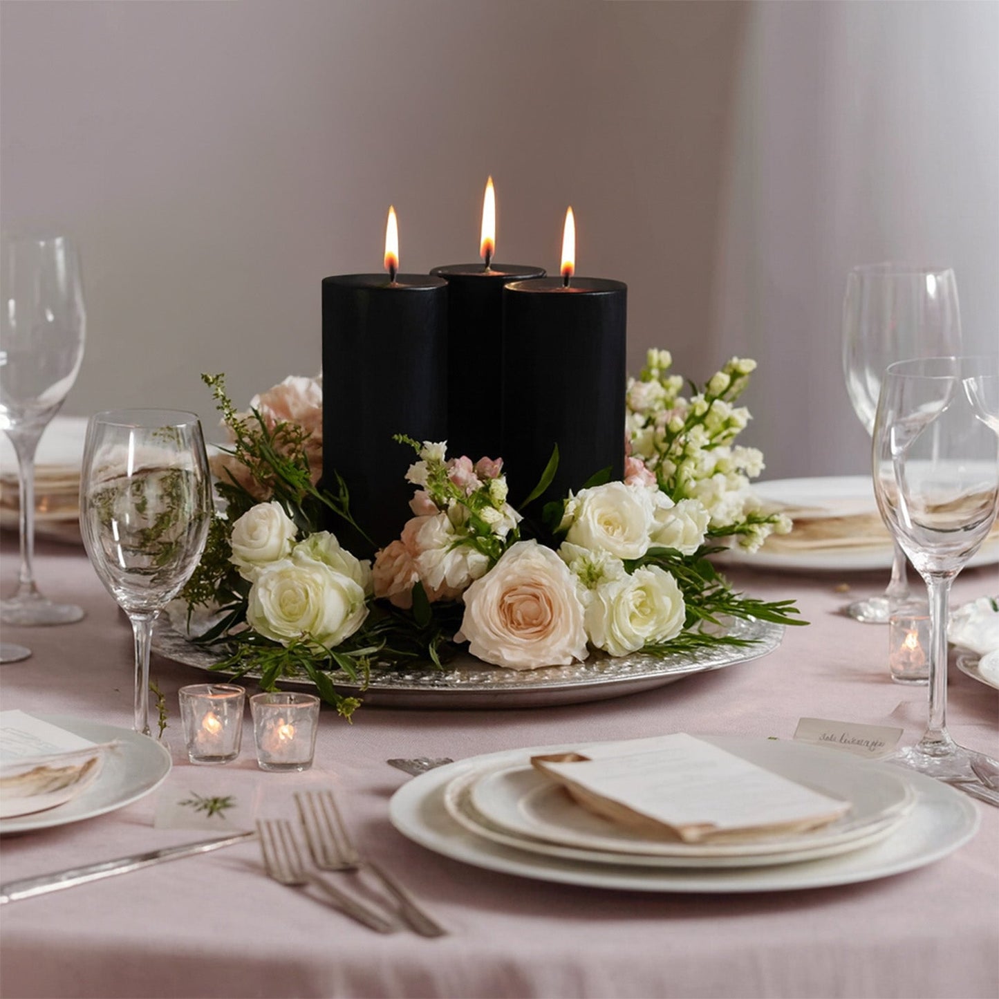 6-Pack Unscented Dripless Pillar Candles â€“ 3"x6" Black Paraffin Wax with Smokeless Cotton Wicks, Clean & Long-Lasting 60-Hour Burn