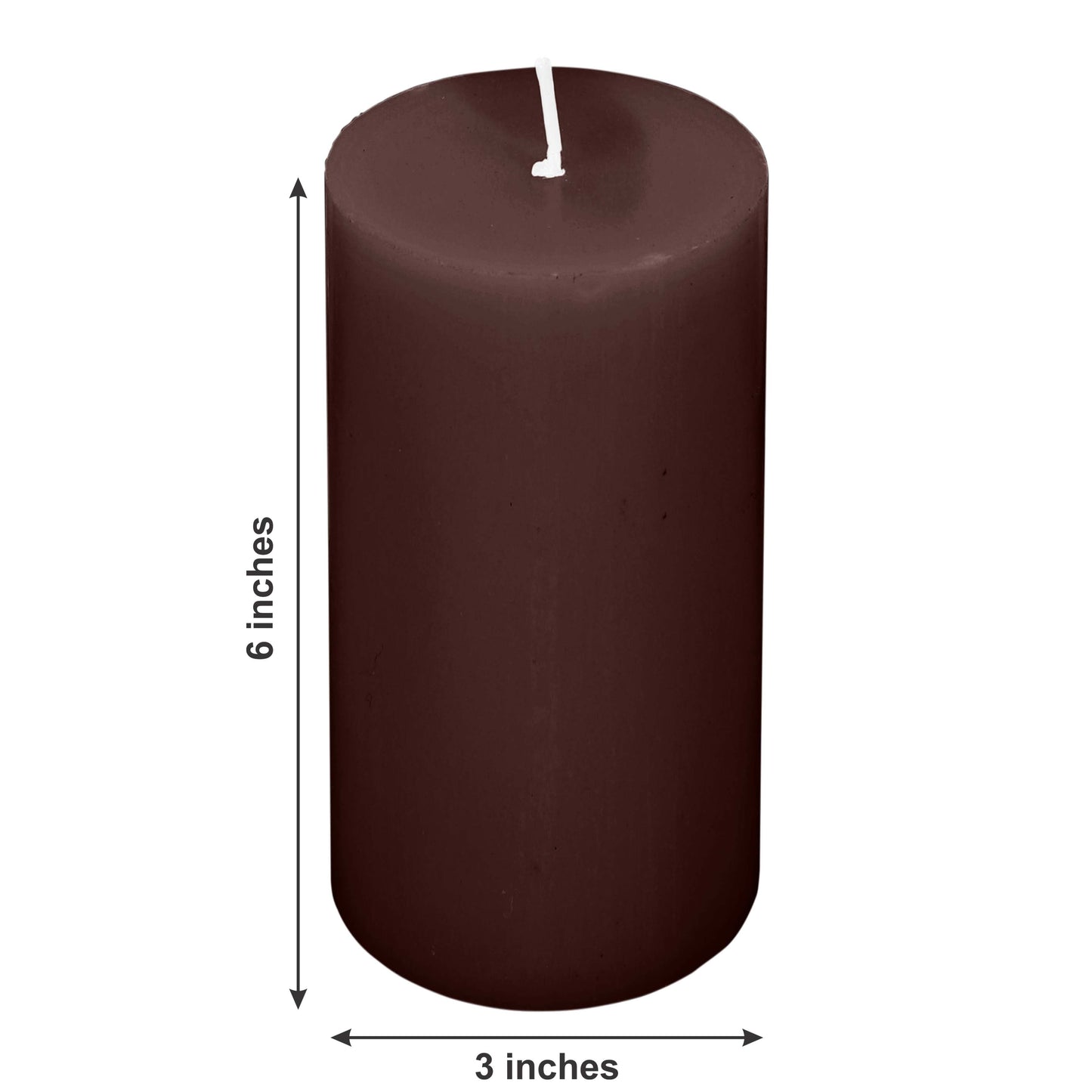 6-Pack Unscented Dripless Pillar Candles â€“ 3"x6" Cinnamon Brown Paraffin Wax with Smokeless Cotton Wicks, Clean & Long-Lasting 60-Hour Burn