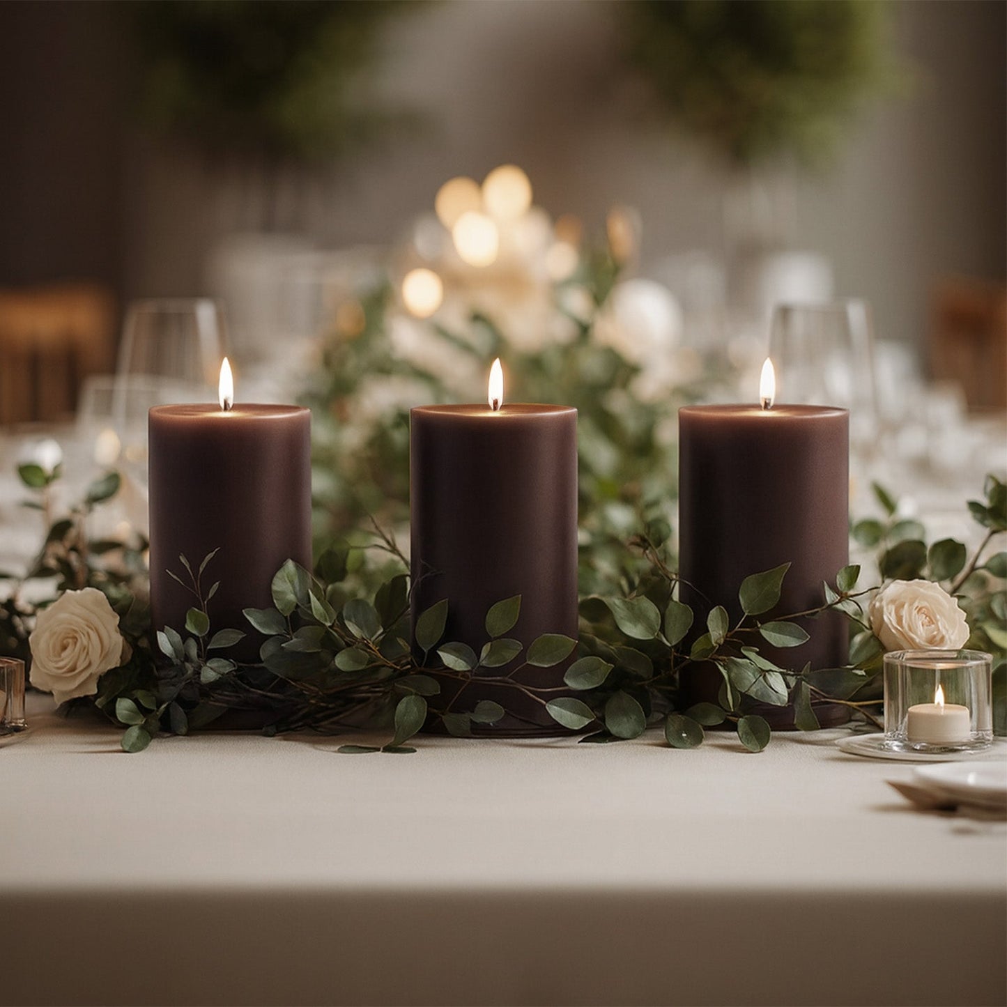 6-Pack Unscented Dripless Pillar Candles â€“ 3"x6" Cinnamon Brown Paraffin Wax with Smokeless Cotton Wicks, Clean & Long-Lasting 60-Hour Burn