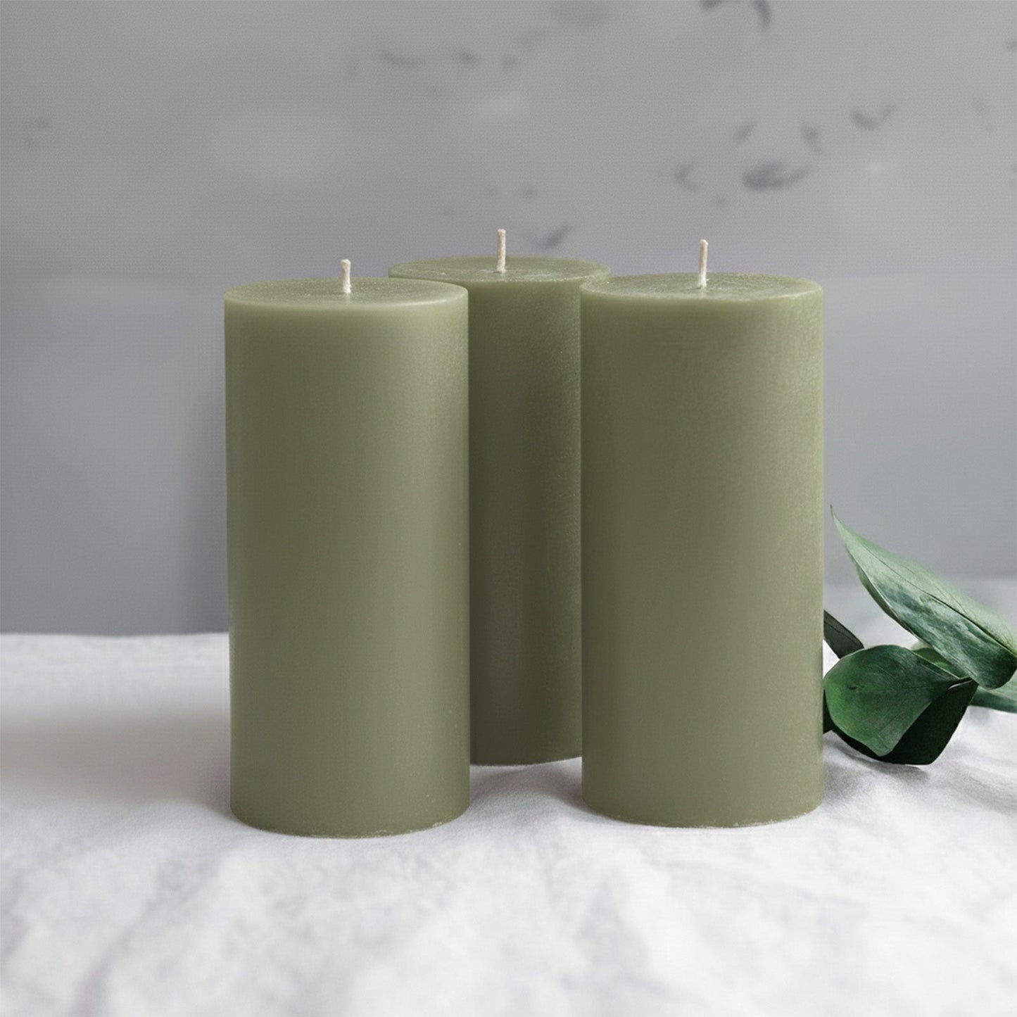 6-Pack Unscented Dripless Pillar Candles â€“ 3"x6" Dusty Sage Green Paraffin Wax with Smokeless Cotton Wicks, Clean & Long-Lasting 60-Hour Burn