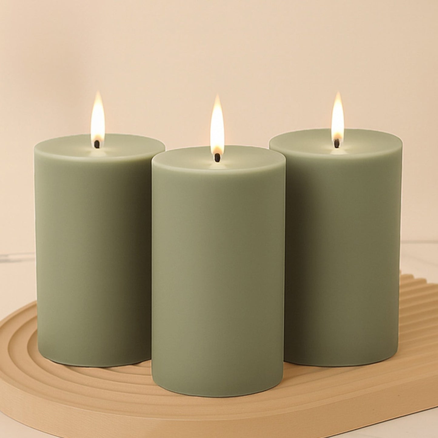 6-Pack Unscented Dripless Pillar Candles â€“ 3"x6" Dusty Sage Green Paraffin Wax with Smokeless Cotton Wicks, Clean & Long-Lasting 60-Hour Burn