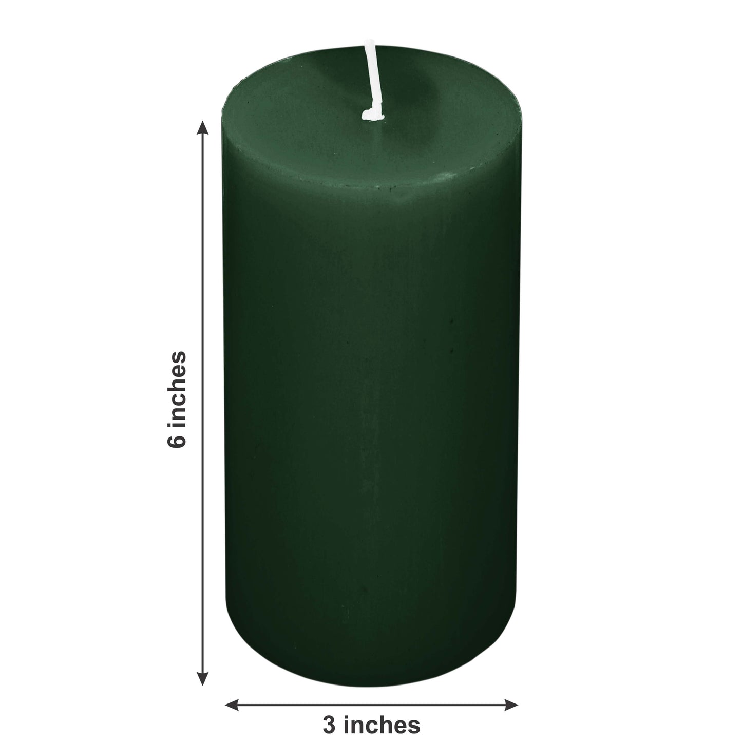 6-Pack Unscented Dripless Pillar Candles â€“ 3"x6" Hunter Emerald Green Paraffin Wax with Smokeless Cotton Wicks, Clean & Long-Lasting 60-Hour Burn