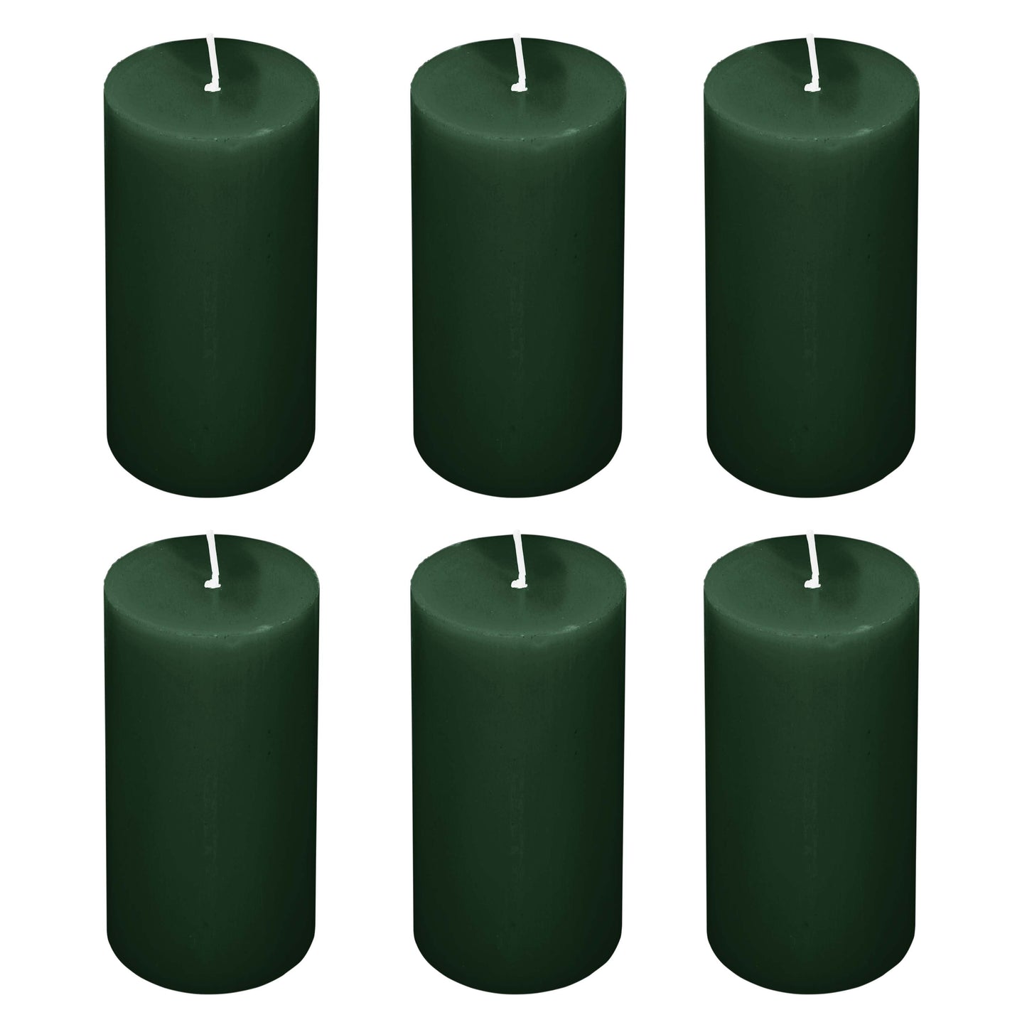 6-Pack Unscented Dripless Pillar Candles â€“ 3"x6" Hunter Emerald Green Paraffin Wax with Smokeless Cotton Wicks, Clean & Long-Lasting 60-Hour Burn