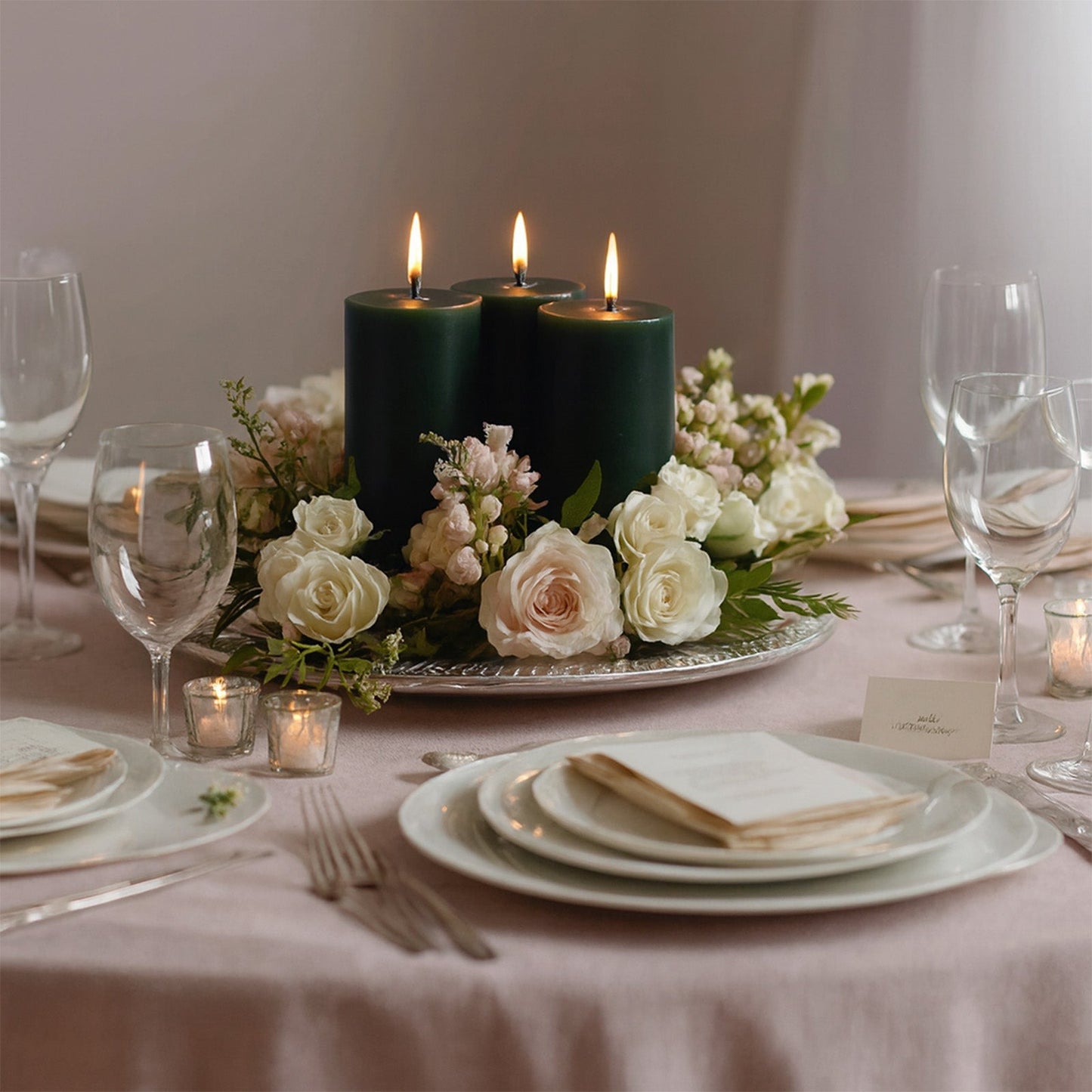 6-Pack Unscented Dripless Pillar Candles â€“ 3"x6" Hunter Emerald Green Paraffin Wax with Smokeless Cotton Wicks, Clean & Long-Lasting 60-Hour Burn