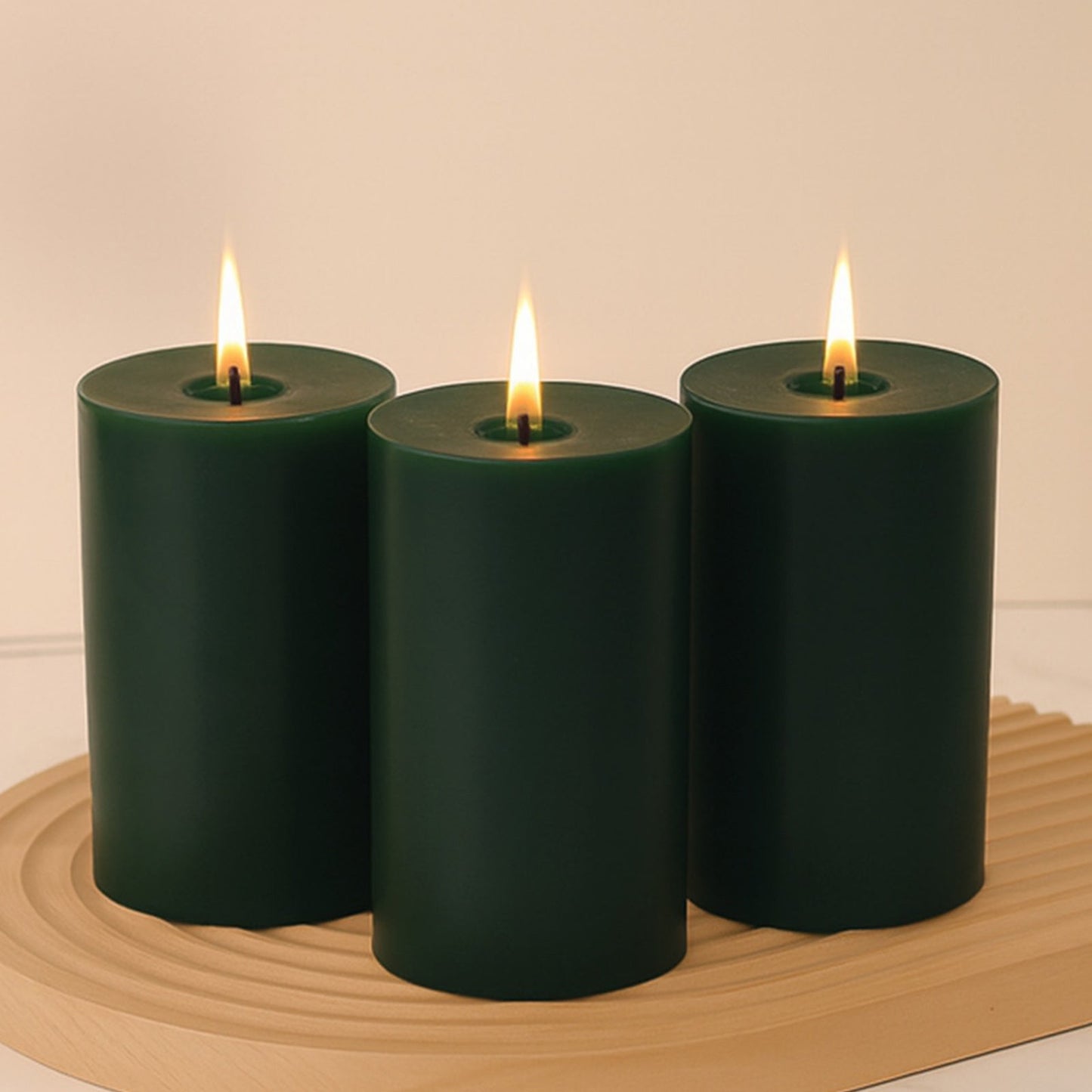 6-Pack Unscented Dripless Pillar Candles â€“ 3"x6" Hunter Emerald Green Paraffin Wax with Smokeless Cotton Wicks, Clean & Long-Lasting 60-Hour Burn