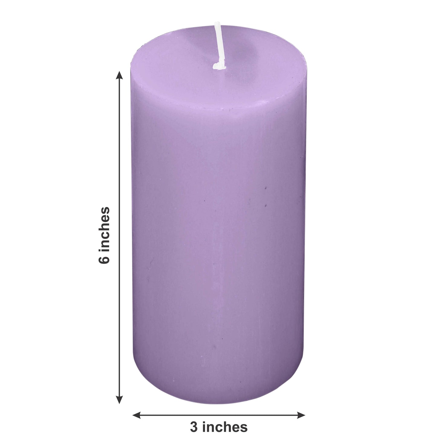 6-Pack Unscented Dripless Pillar Candles â€“ 3"x6" Lavender Lilac Paraffin Wax with Smokeless Cotton Wicks, Clean & Long-Lasting 60-Hour Burn