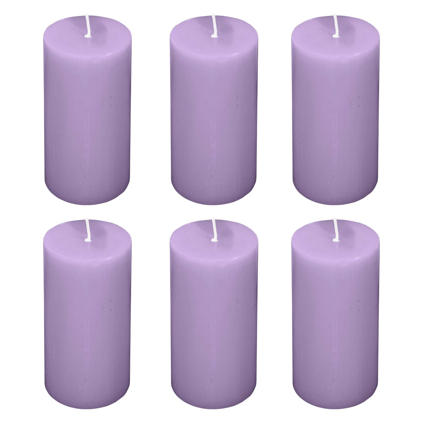 6-Pack Unscented Dripless Pillar Candles â€“ 3"x6" Lavender Lilac Paraffin Wax with Smokeless Cotton Wicks, Clean & Long-Lasting 60-Hour Burn