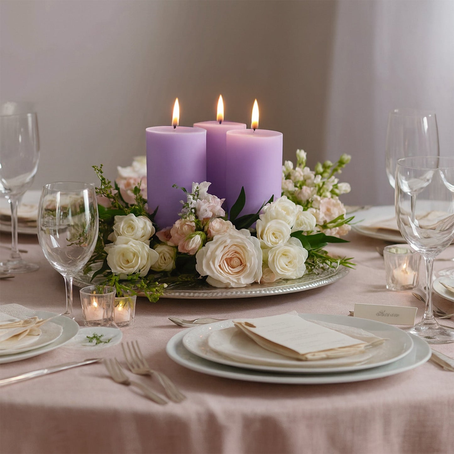 6-Pack Unscented Dripless Pillar Candles â€“ 3"x6" Lavender Lilac Paraffin Wax with Smokeless Cotton Wicks, Clean & Long-Lasting 60-Hour Burn