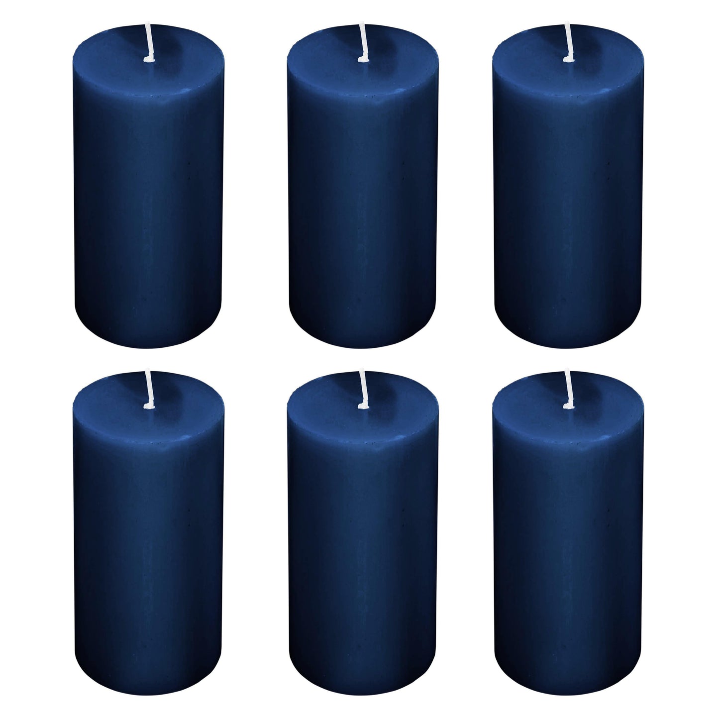 6-Pack Unscented Dripless Pillar Candles â€“ 3"x6" Navy Blue Paraffin Wax with Smokeless Cotton Wicks, Clean & Long-Lasting 60-Hour Burn