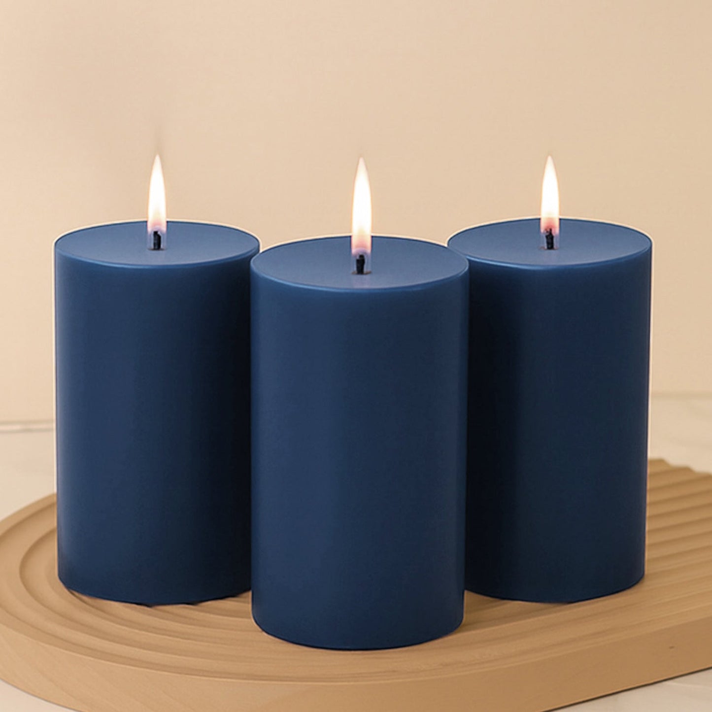6-Pack Unscented Dripless Pillar Candles â€“ 3"x6" Navy Blue Paraffin Wax with Smokeless Cotton Wicks, Clean & Long-Lasting 60-Hour Burn