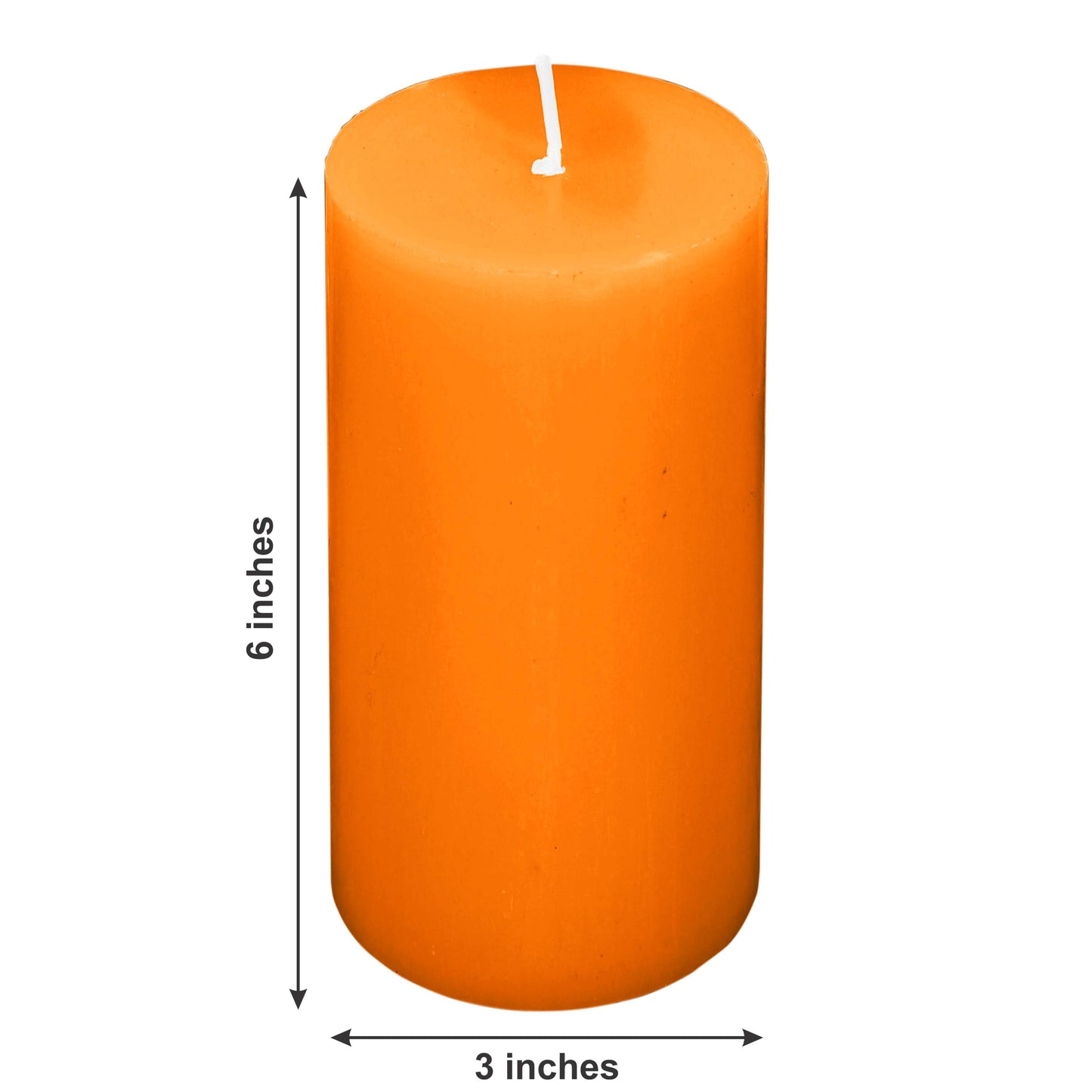 6-Pack Unscented Dripless Pillar Candles â€“ 3"x6" Orange Paraffin Wax with Smokeless Cotton Wicks, Clean & Long-Lasting 60-Hour Burn