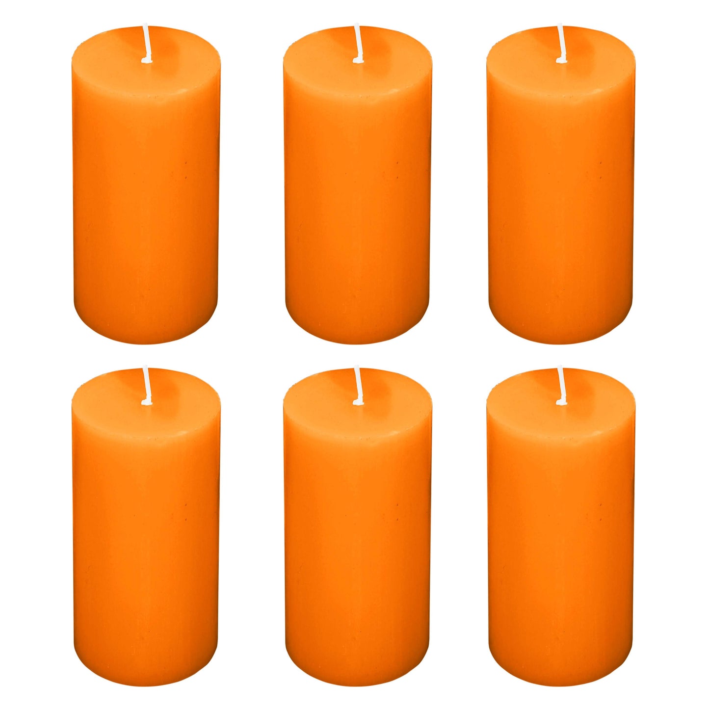 6-Pack Unscented Dripless Pillar Candles â€“ 3"x6" Orange Paraffin Wax with Smokeless Cotton Wicks, Clean & Long-Lasting 60-Hour Burn