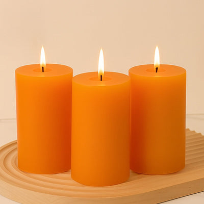 6-Pack Unscented Dripless Pillar Candles â€“ 3"x6" Orange Paraffin Wax with Smokeless Cotton Wicks, Clean & Long-Lasting 60-Hour Burn