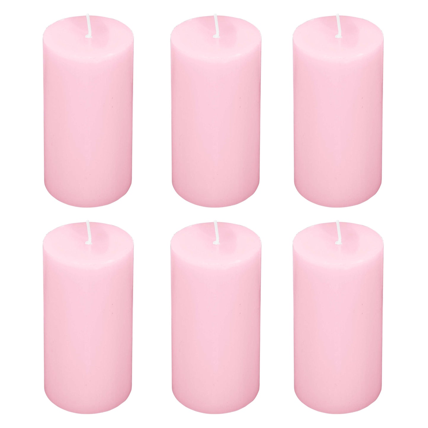 6-Pack Unscented Dripless Pillar Candles â€“ 3"x6" Pink Paraffin Wax with Smokeless Cotton Wicks, Clean & Long-Lasting 60-Hour Burn