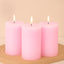 6-Pack Unscented Dripless Pillar Candles â€“ 3"x6" Pink Paraffin Wax with Smokeless Cotton Wicks, Clean & Long-Lasting 60-Hour Burn