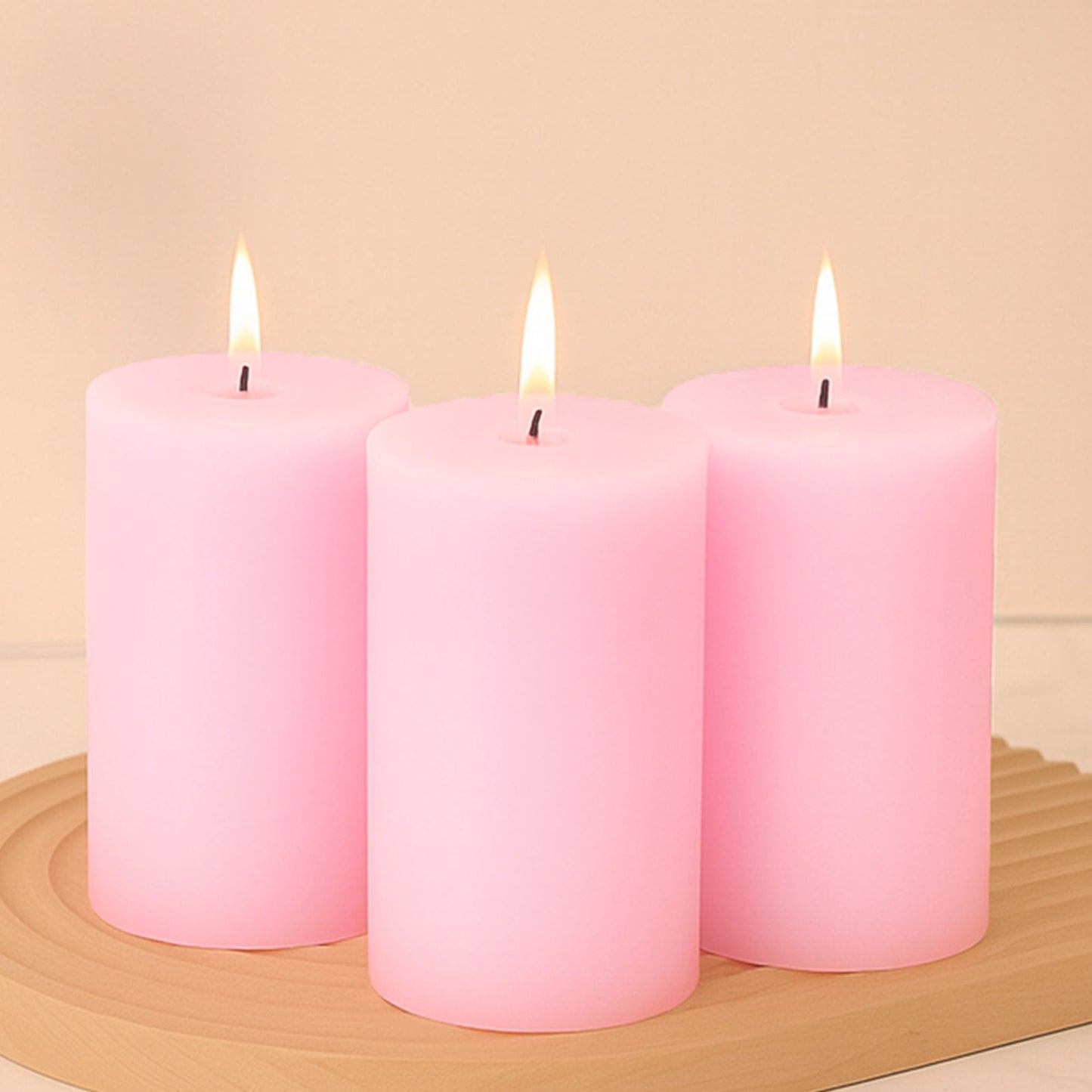 6-Pack Unscented Dripless Pillar Candles â€“ 3"x6" Pink Paraffin Wax with Smokeless Cotton Wicks, Clean & Long-Lasting 60-Hour Burn