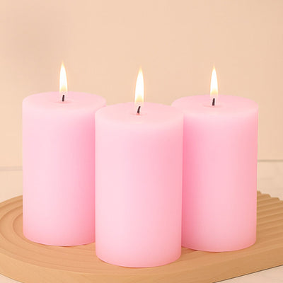 6-Pack Unscented Dripless Pillar Candles â€“ 3"x6" Pink Paraffin Wax with Smokeless Cotton Wicks, Clean & Long-Lasting 60-Hour Burn