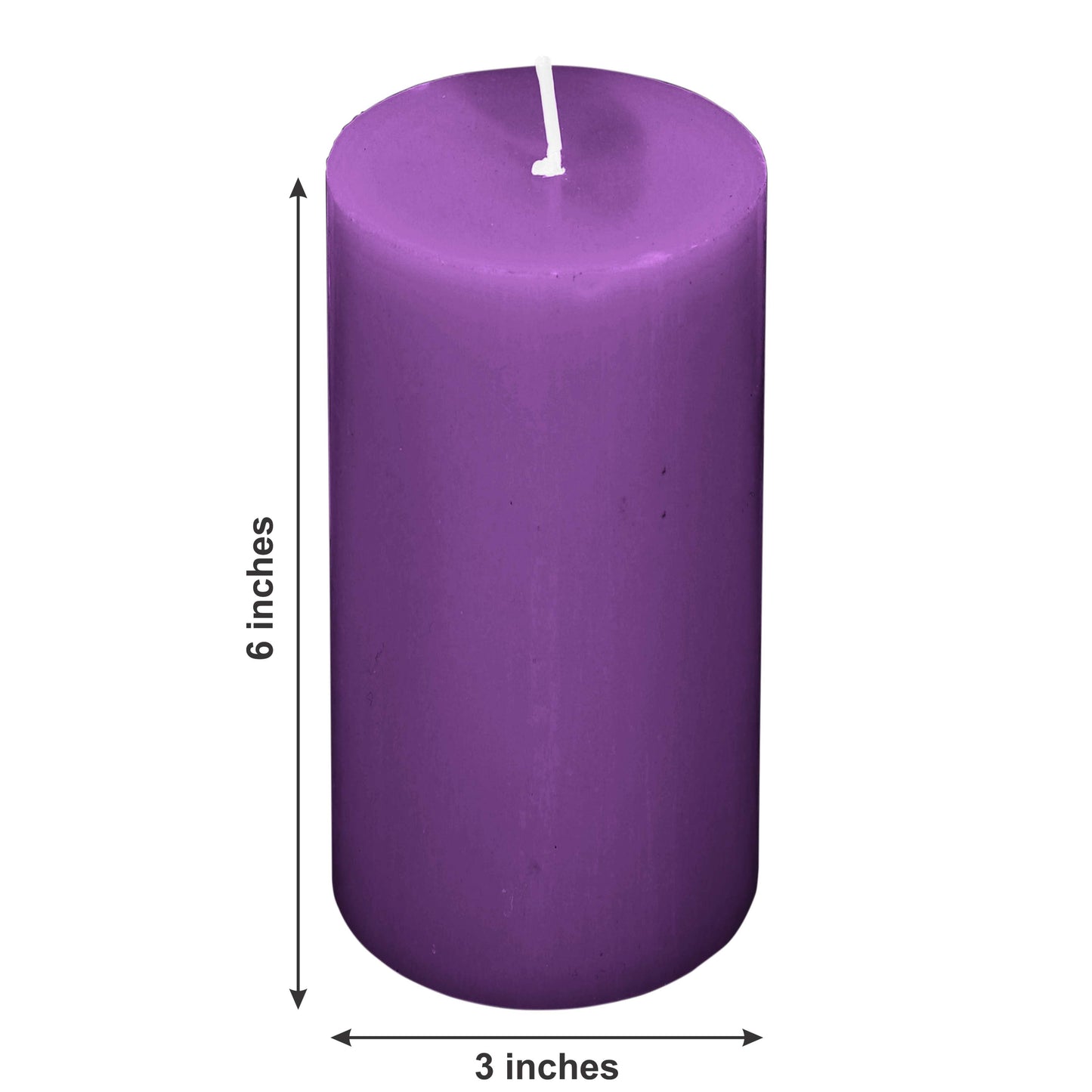 6-Pack Unscented Dripless Pillar Candles â€“ 3"x6" Purple Paraffin Wax with Smokeless Cotton Wicks, Clean & Long-Lasting 60-Hour Burn