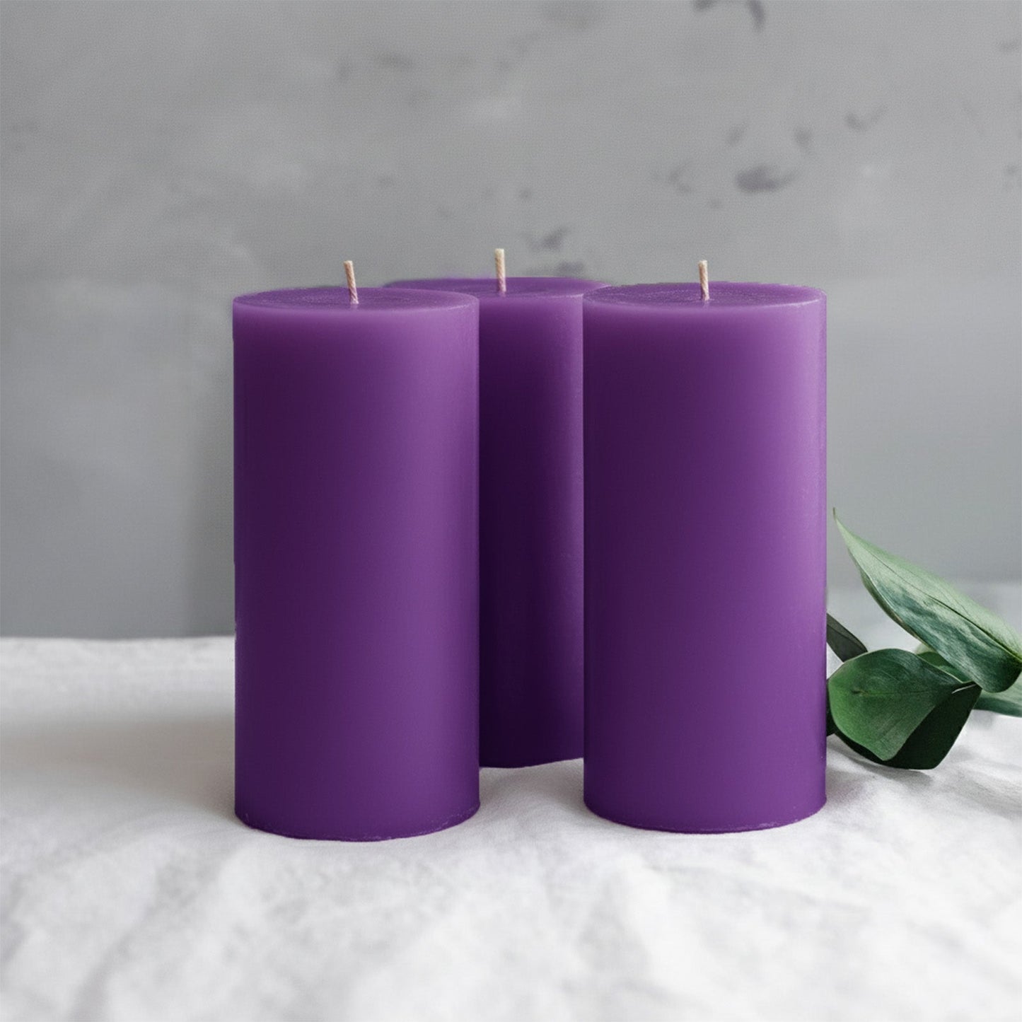 6-Pack Unscented Dripless Pillar Candles â€“ 3"x6" Purple Paraffin Wax with Smokeless Cotton Wicks, Clean & Long-Lasting 60-Hour Burn