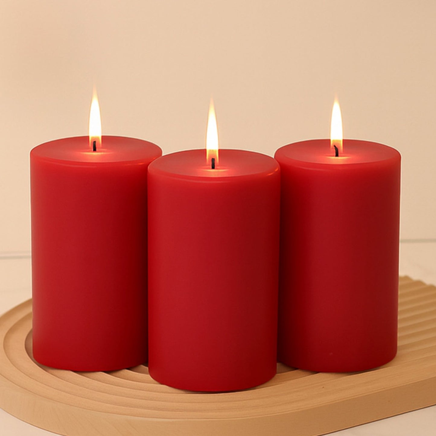 6-Pack Unscented Dripless Pillar Candles â€“ 3"x6" Red Paraffin Wax with Smokeless Cotton Wicks, Clean & Long-Lasting 60-Hour Burn