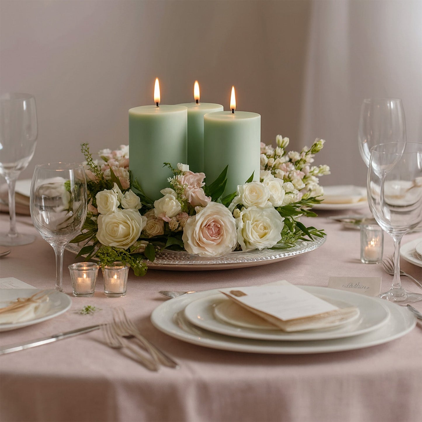 6-Pack Unscented Dripless Pillar Candles â€“ 3"x6" Sage Green Paraffin Wax with Smokeless Cotton Wicks, Clean & Long-Lasting 60-Hour Burn