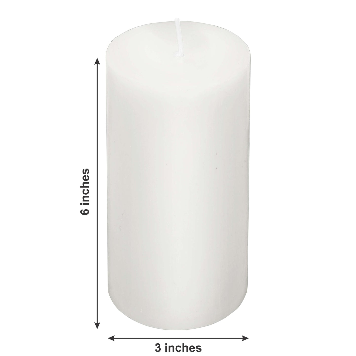6-Pack Unscented Dripless Pillar Candles â€“ 3"x6" White Paraffin Wax with Smokeless Cotton Wicks, Clean & Long-Lasting 60-Hour Burn