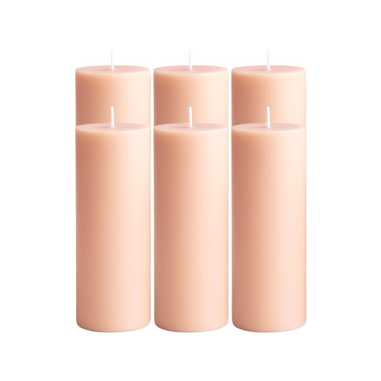 6-Pack Unscented Dripless Pillar Candles â€“ 3"x9" Blush Paraffin Wax with Smokeless Cotton Wicks, Clean & Long-Lasting 90-Hour Burn