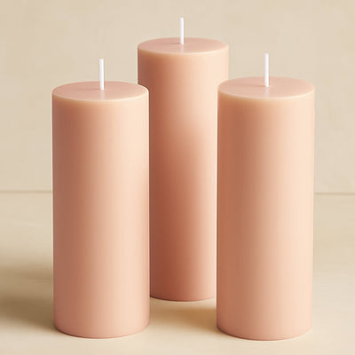 6-Pack Unscented Dripless Pillar Candles â€“ 3"x9" Blush Paraffin Wax with Smokeless Cotton Wicks, Clean & Long-Lasting 90-Hour Burn