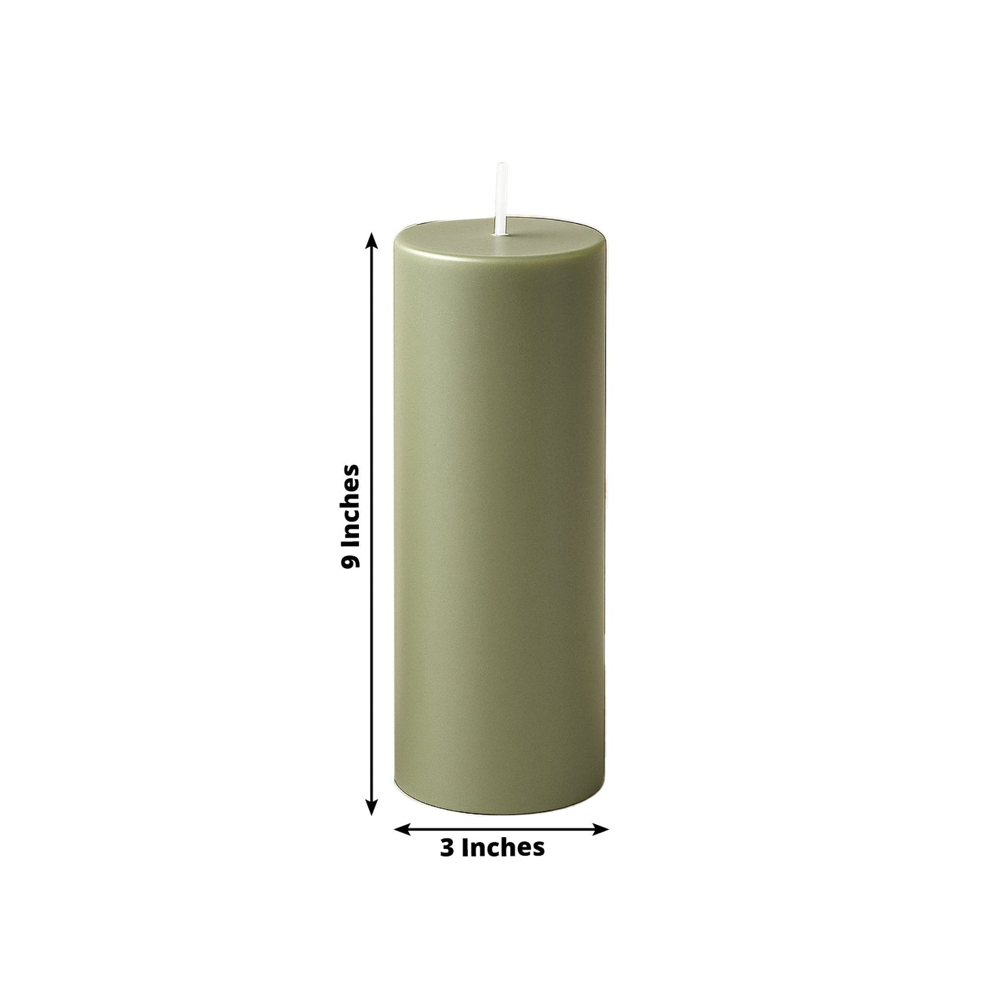 6-Pack Unscented Dripless Pillar Candles â€“ 3"x9" Dusty Sage Green Paraffin Wax with Smokeless Cotton Wicks, Clean & Long-Lasting 90-Hour Burn