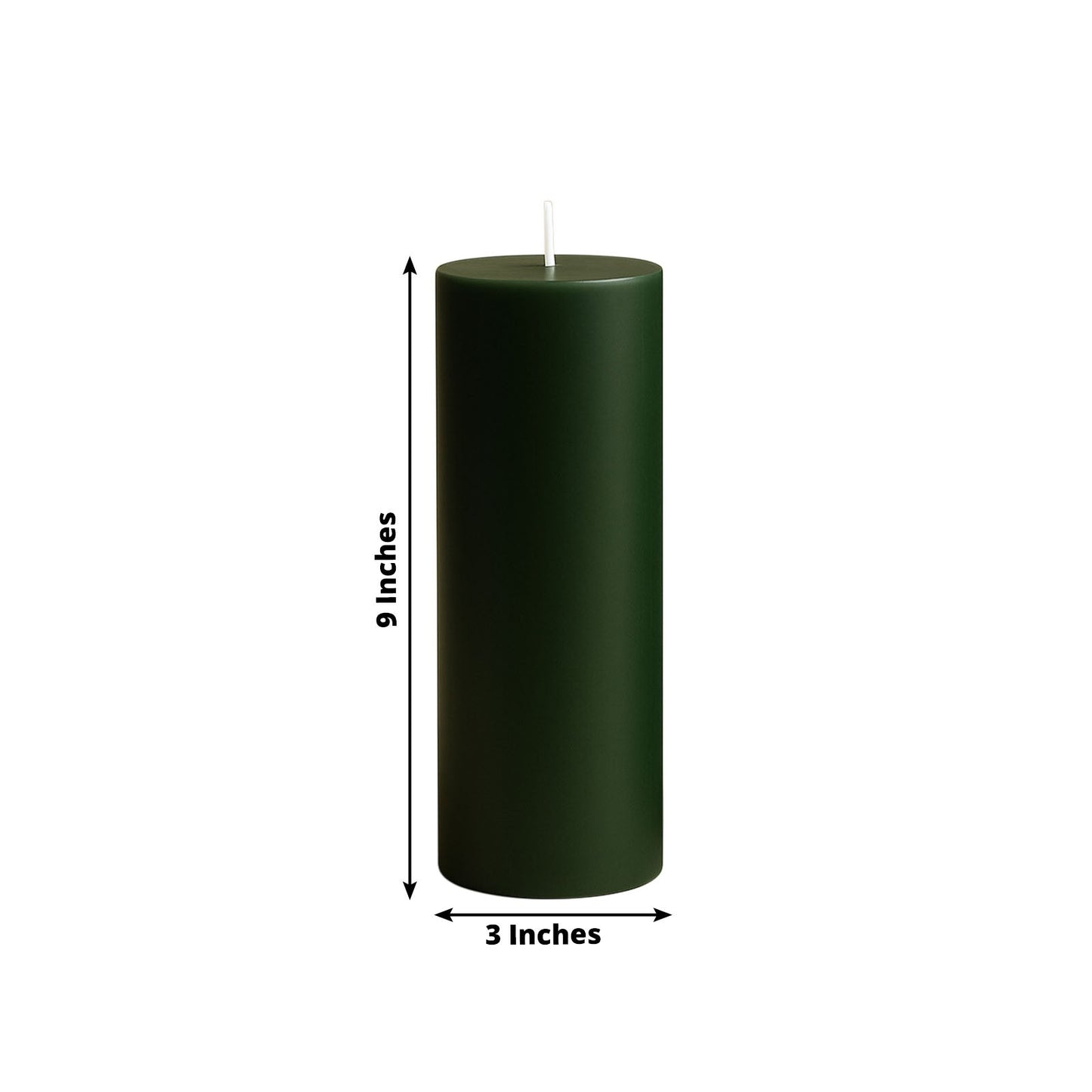 6-Pack Unscented Dripless Pillar Candles â€“ 3"x9" Hunter Emerald Green Paraffin Wax with Smokeless Cotton Wicks, Clean & Long-Lasting 90-Hour Burn