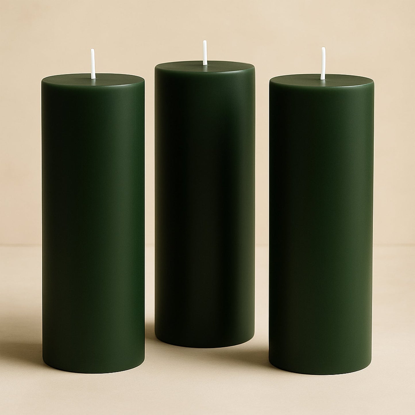 6-Pack Unscented Dripless Pillar Candles â€“ 3"x9" Hunter Emerald Green Paraffin Wax with Smokeless Cotton Wicks, Clean & Long-Lasting 90-Hour Burn