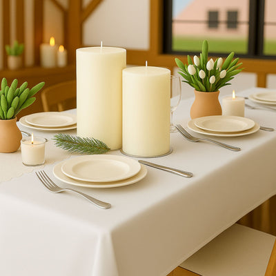 6-Pack Unscented Dripless Pillar Candles â€“ 3"x9" Ivory Paraffin Wax with Smokeless Cotton Wicks, Clean & Long-Lasting 90-Hour Burn