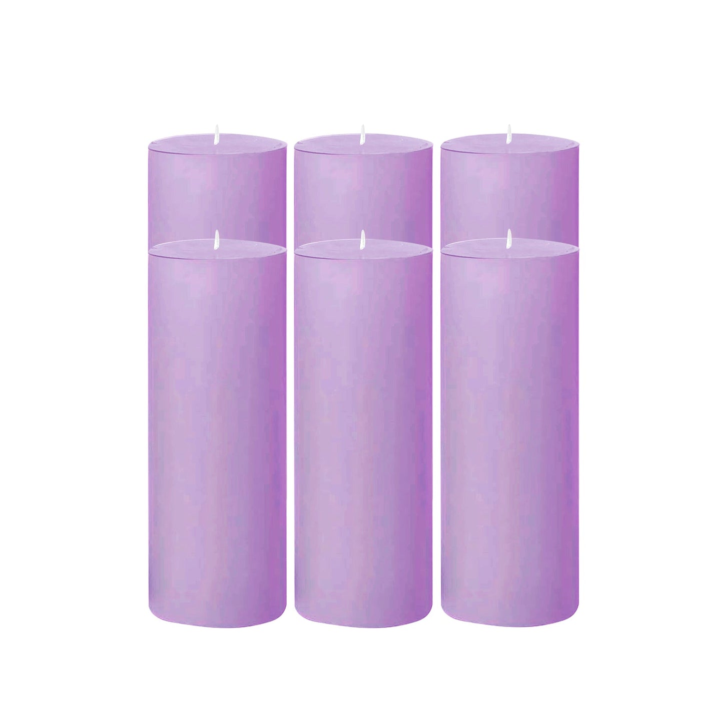 6-Pack Unscented Dripless Pillar Candles â€“ 3"x9" Lavender Lilac Paraffin Wax with Smokeless Cotton Wicks, Clean & Long-Lasting 90-Hour Burn