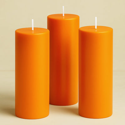 6-Pack Unscented Dripless Pillar Candles â€“ 3"x9" Orange Paraffin Wax with Smokeless Cotton Wicks, Clean & Long-Lasting 90-Hour Burn