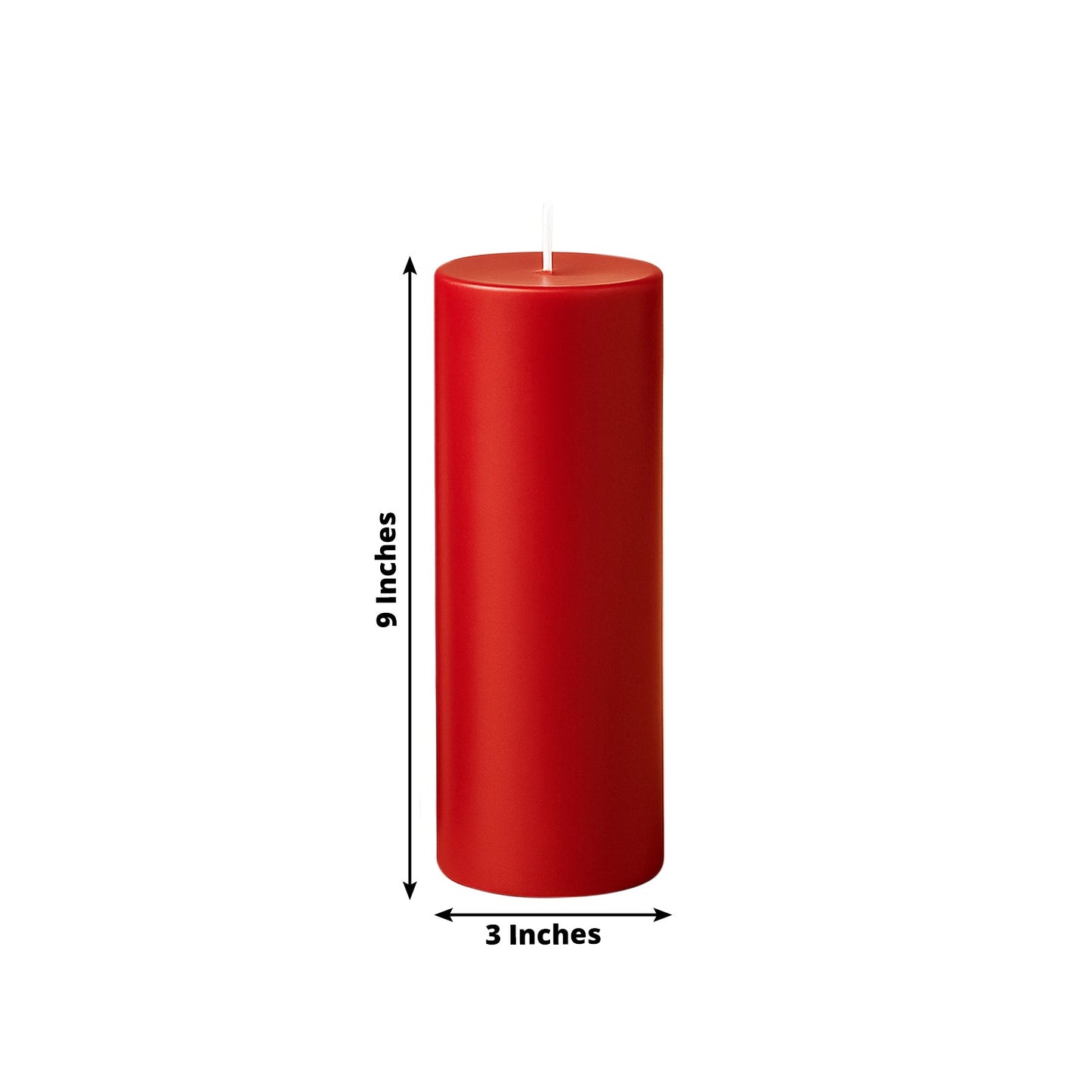 6-Pack Unscented Dripless Pillar Candles â€“ 3"x9" Red Paraffin Wax with Smokeless Cotton Wicks, Clean & Long-Lasting 90-Hour Burn