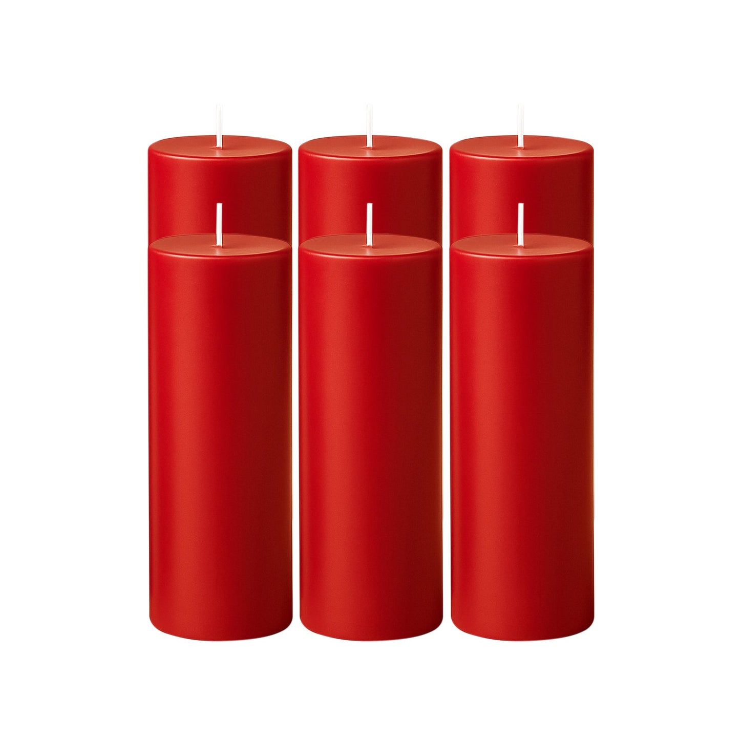 6-Pack Unscented Dripless Pillar Candles â€“ 3"x9" Red Paraffin Wax with Smokeless Cotton Wicks, Clean & Long-Lasting 90-Hour Burn